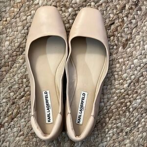 Karl Lagerfeld Cream Ballet Flats with Rounded Toe
